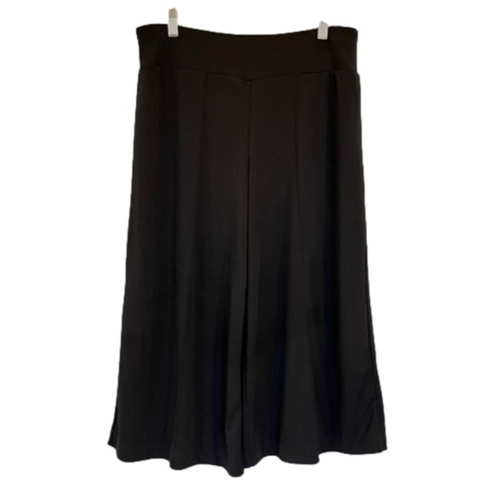 Black Wide Leg Cropped Culottes Clara S. Size Medium Flowy Stretch Medium Rise